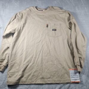 Berne‎ Men's Activewear Long Sleeve Top Shirt Beige Flame Resistant Cotton Sz XL